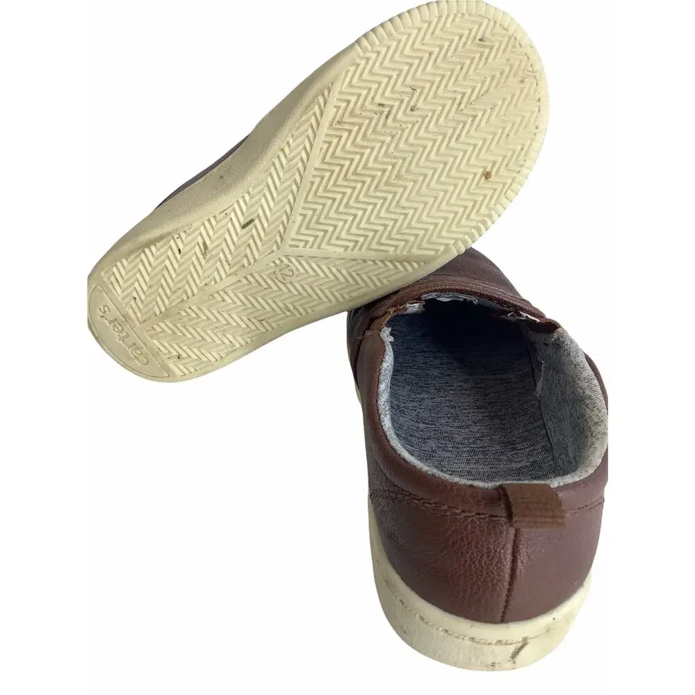 Carter's Boys Brown Faux Leather Slip On Loafers Kid's Youth Size 12
